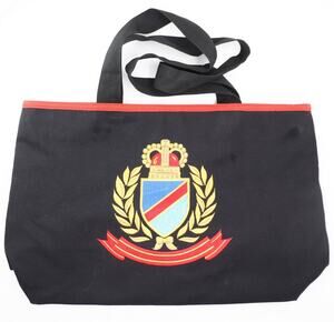 Linea Louis Dell Olio Handbag Women L Black Cotton Canvas Medallion Purse Bag